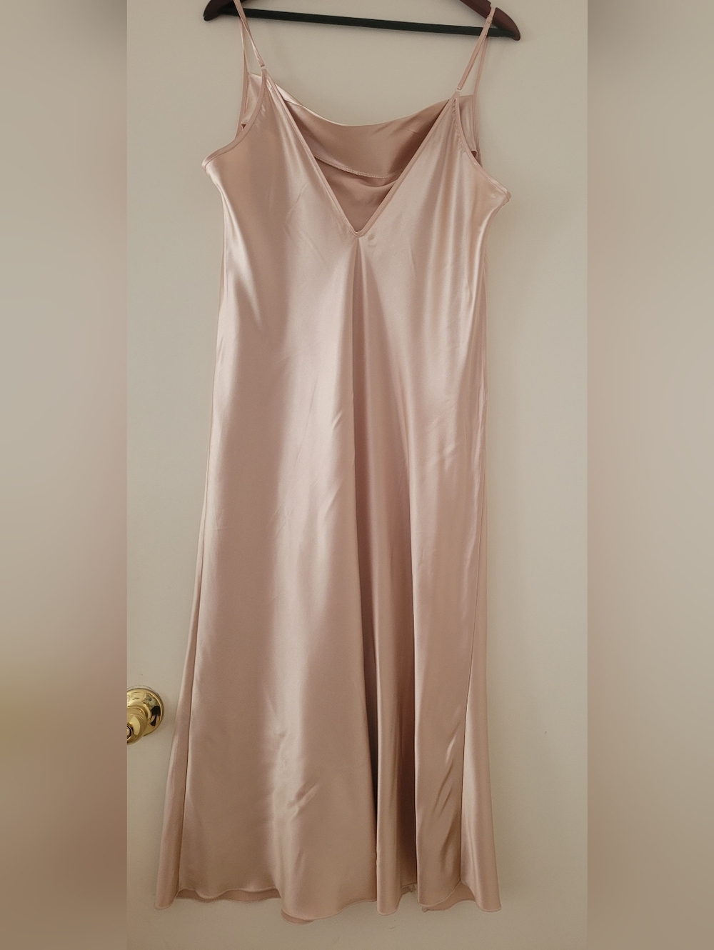 Silk A-Line Maxi Dress in Blush Pink